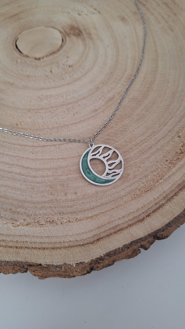 Collier soleil lune vert