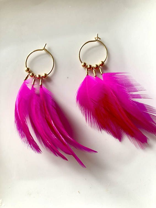 Boucles d'oreille créoles fuchsia