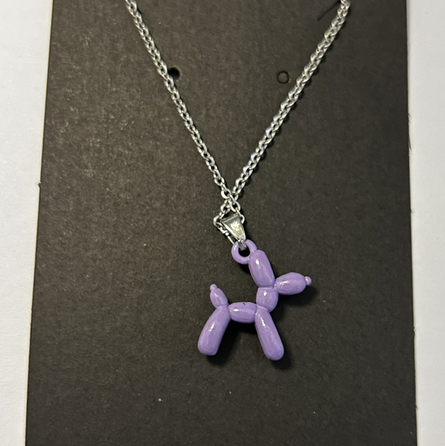Purple Balloon Dog Necklace 