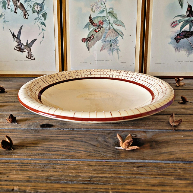 X Grand compotier &quot;bas&quot; Longchamp modèle Colmar peint à la main