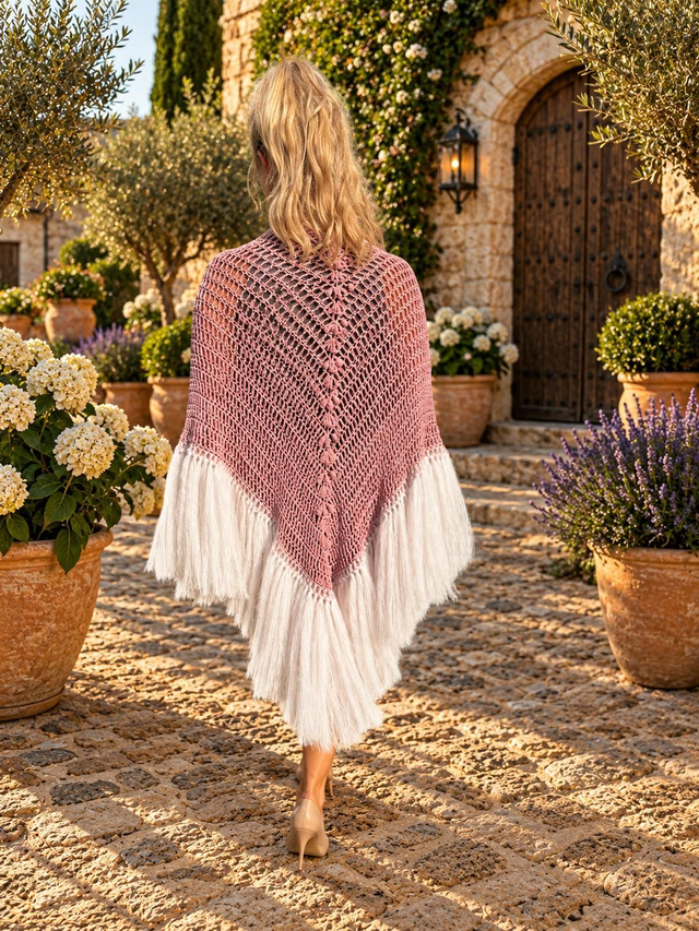 Chal mohair/seda rosa palo