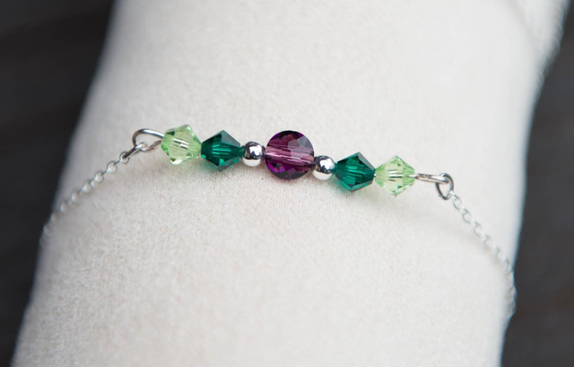 Bracelet en cristal violet vert