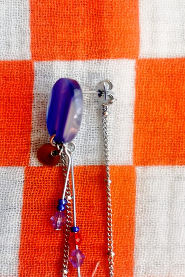 Boucles d'oreilles Puces Bleu Electrique