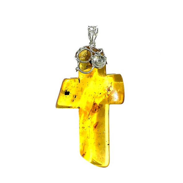 Croce in ambra Baltica e argento modello 0417