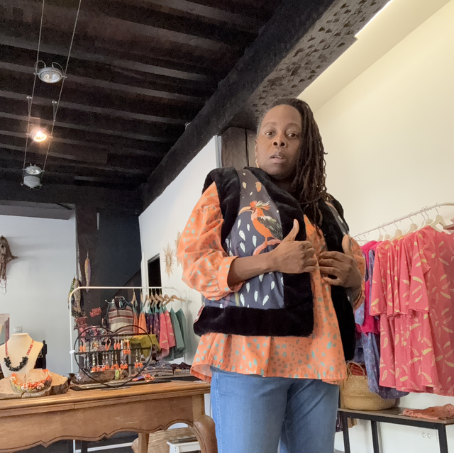 Veste Natalie sans manches et réversible imprimé Hornbill nuit