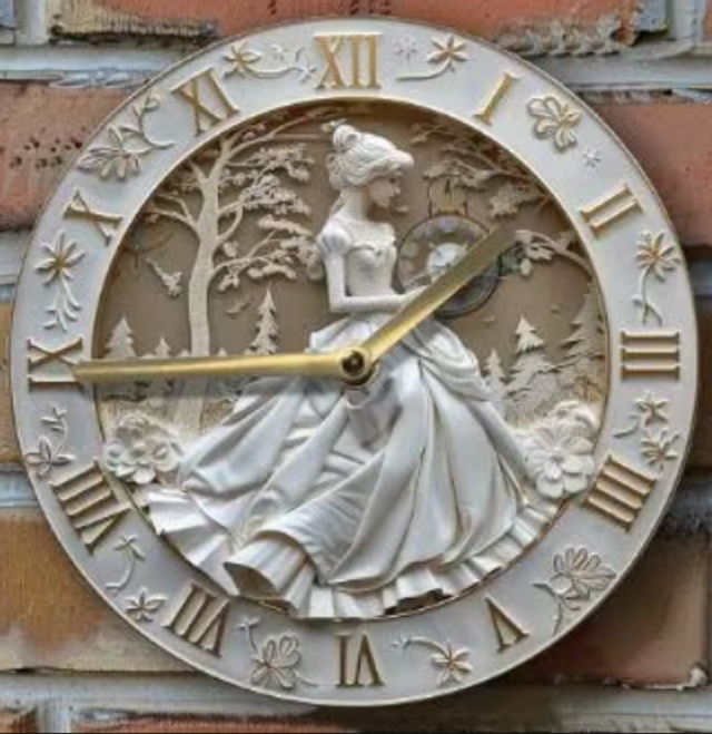 Vintage ronde wandklok van metaal - Prinses (20cm)