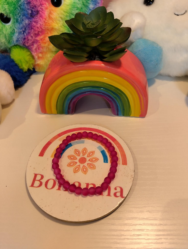 Hand beaded raspberry dream bracelet 