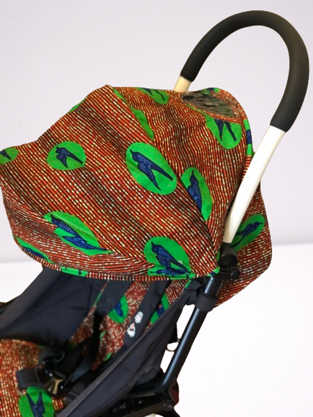 Habillage de poussette yoyo upcyclé - Hirondelle Orange et Vert