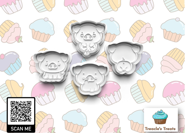 Sweet Pigs Fondant/cookie stamps with cutters