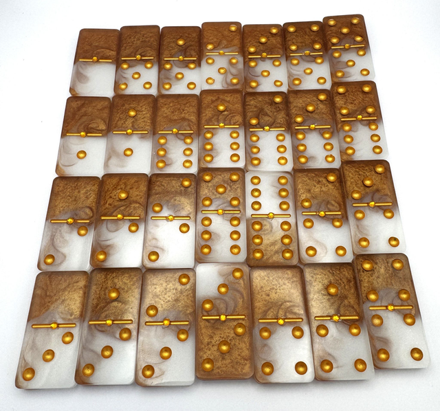 Resin Domino Set with Golden Accents
