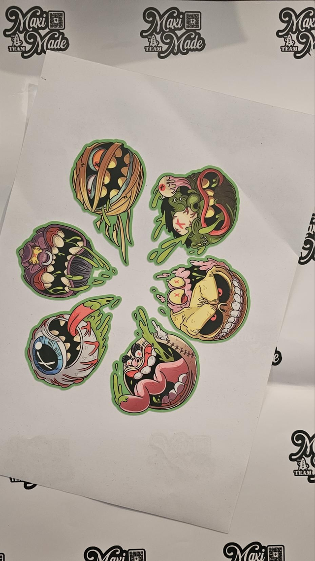 Mad balls themed glow in the dark sticker sheet 