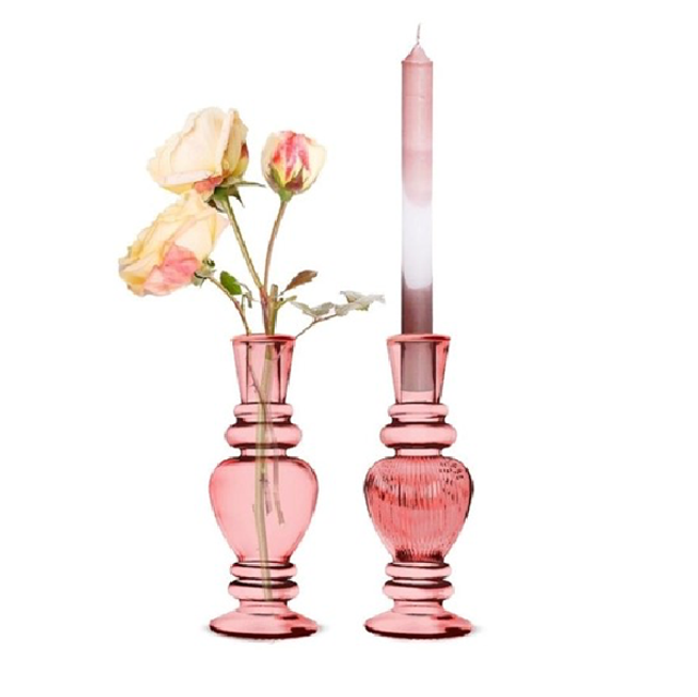Gekleurd glazen flesje Venice vaasje, kandelaar Soft pink