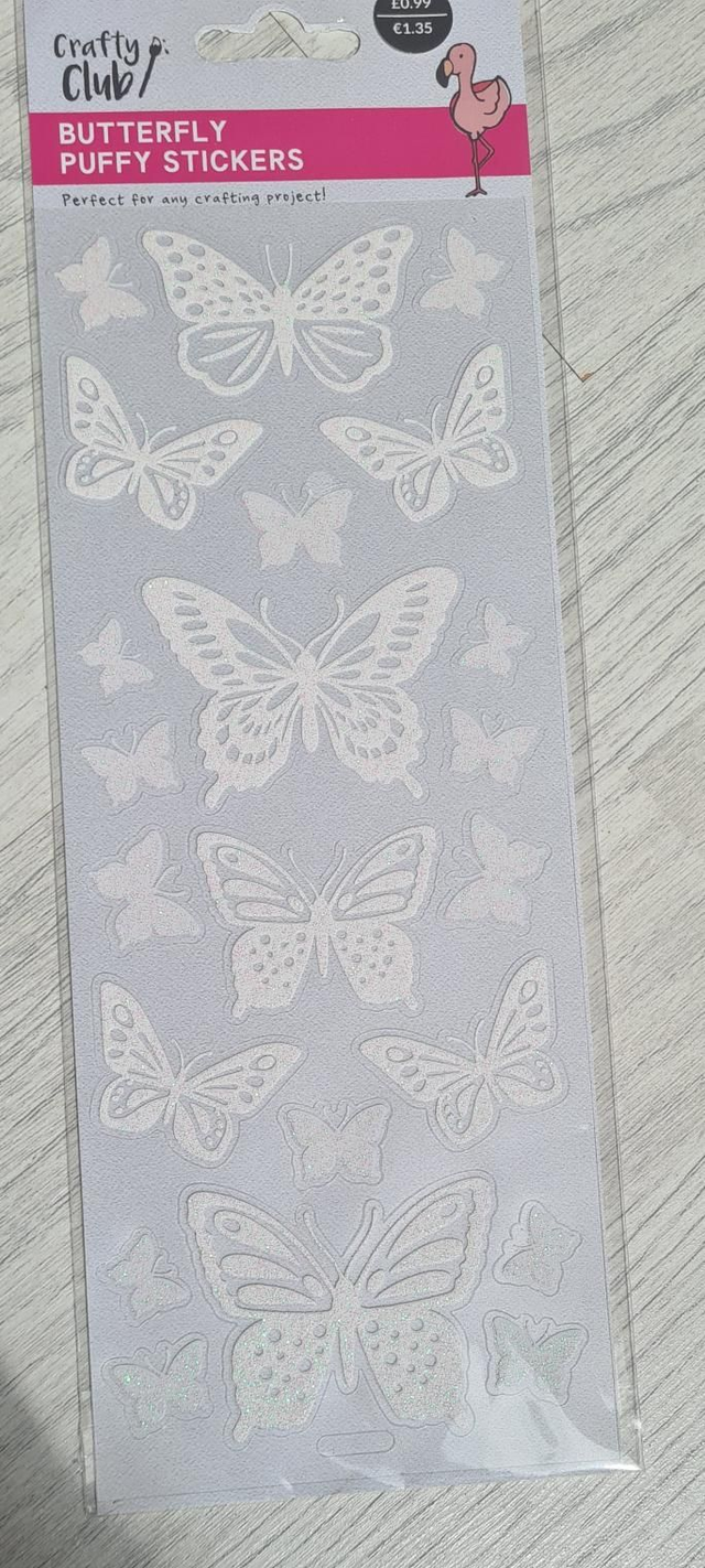 Stickers butterfly puffy stickers glitter white