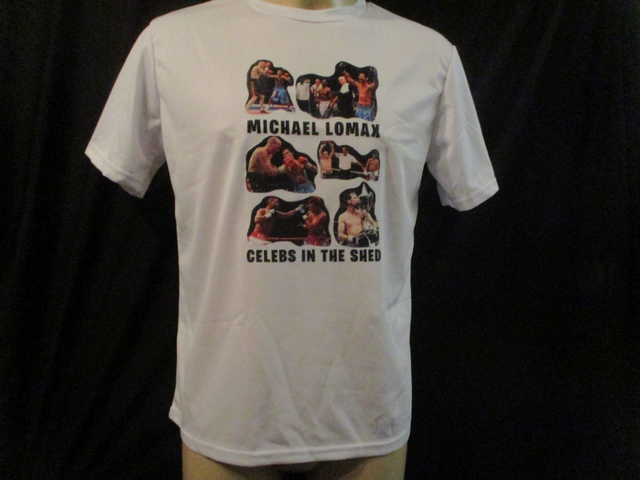 Michael 'The Look' Lomax ABA Champion Prizefighter 3 Boxer Picture T-Shirt (Black Bubble Logo) ADULT 100% Polyester Crew WHITE (Small) Top