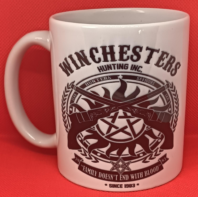 Custom Printed Supernatural Winchester Guns &amp; Pentagram Mug.
