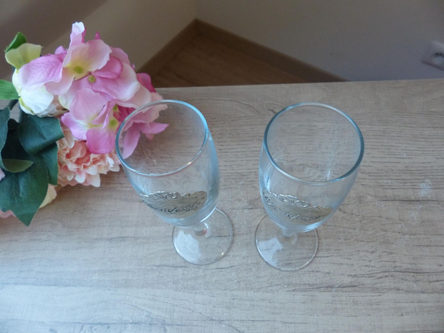 Paire de flûtes à champagne vintage Verres français gravés champagne - Cadeau romantique pour couple, fête anniversaire diner en amoureux