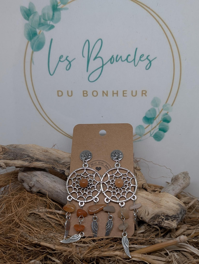 Boucles fantaisie attrape rêve beige marron