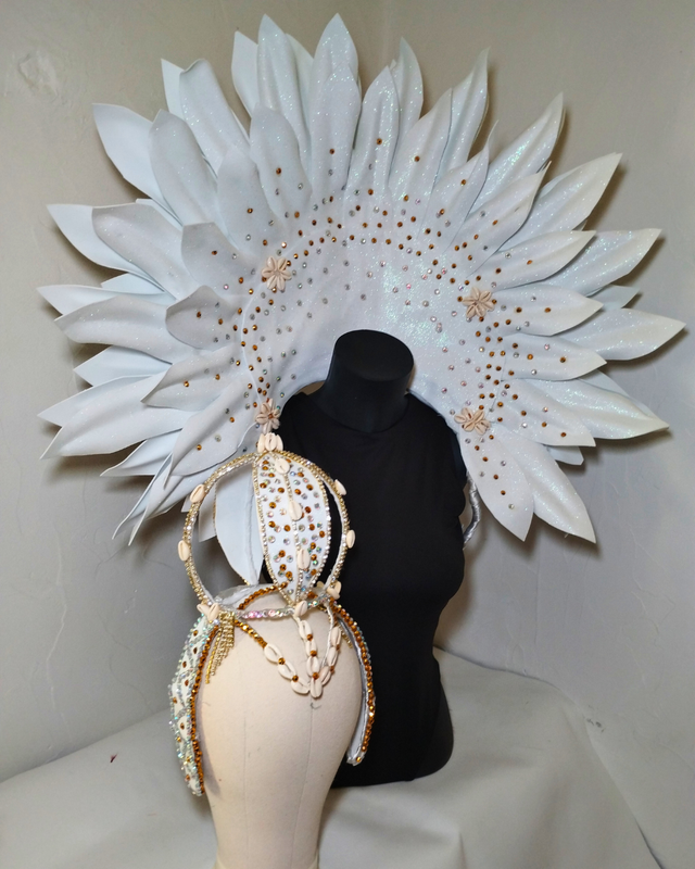 Coiffe et col flora Samba blanc