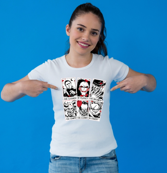 Horror tarot card Halloween T-shirt dtf printed (HA8)