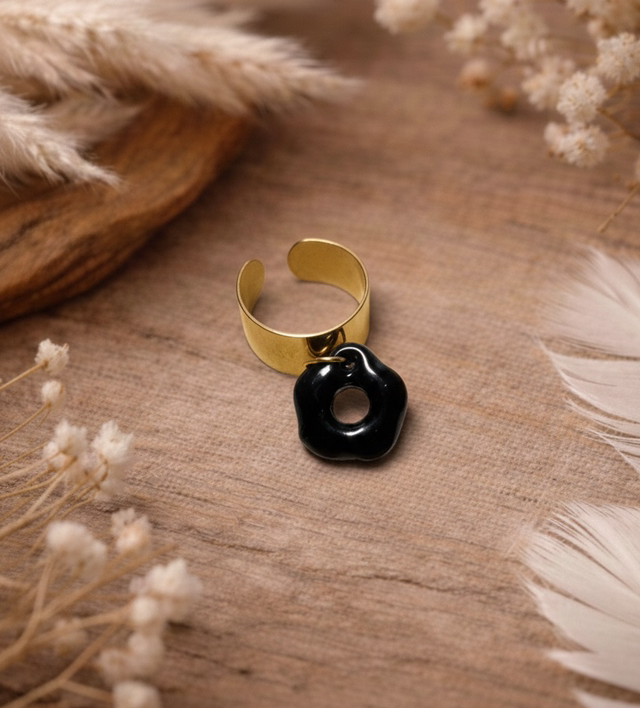 Doré 10mm Pampille Noir 