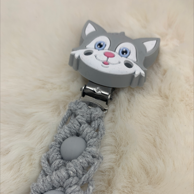 Attache terrine chat gris 
