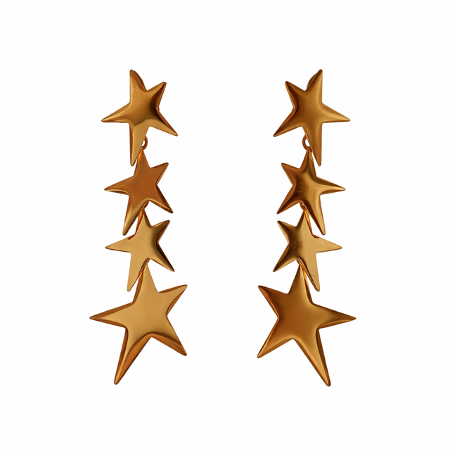 Pendientes acero dorado estrellas 