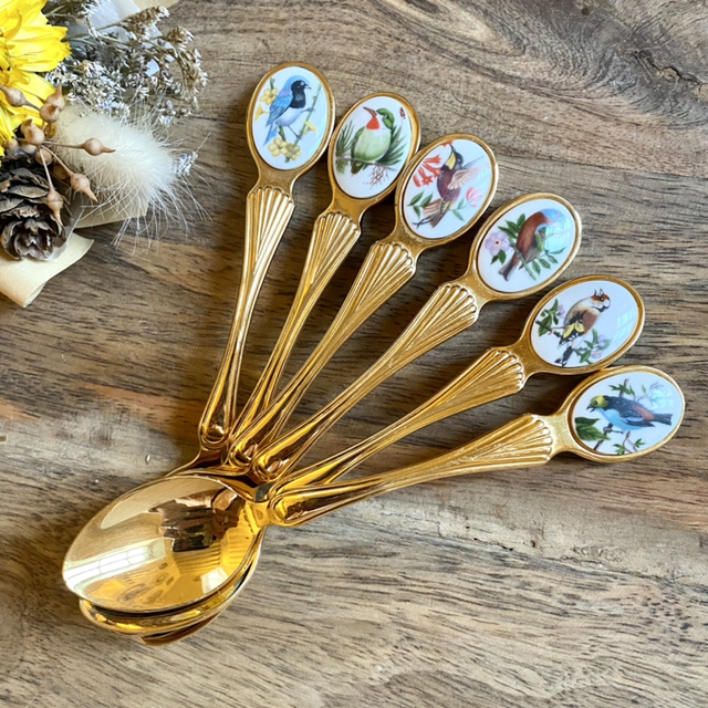 Cuillère oiseau insert porcelaine