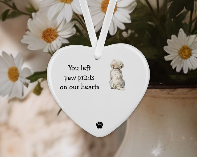 "Maltese"  Personalised Pet Memorial Ceramic Heart    