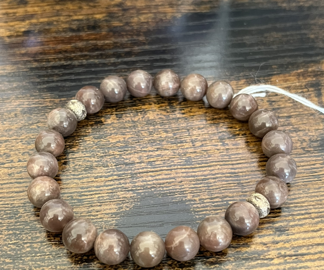 Bracelet de Pierre de Lune noire et apprêt en argent 