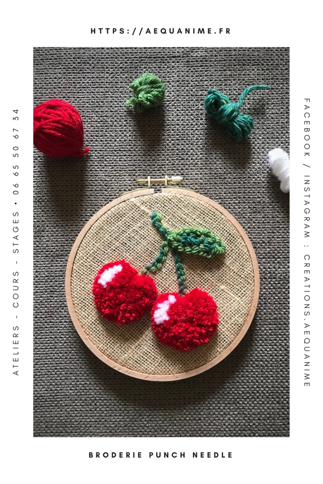 Kit punch needle cerises