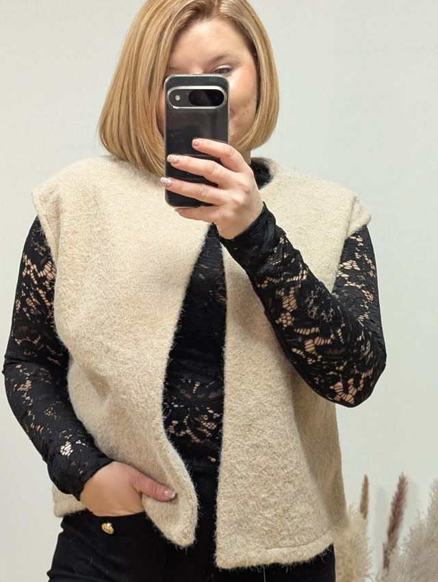 Ref P28 Gilet Ninon sans manche beige