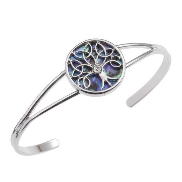 Celtic tree of life Abalone (Paua shell) bangle - Centrepiece 20mm.