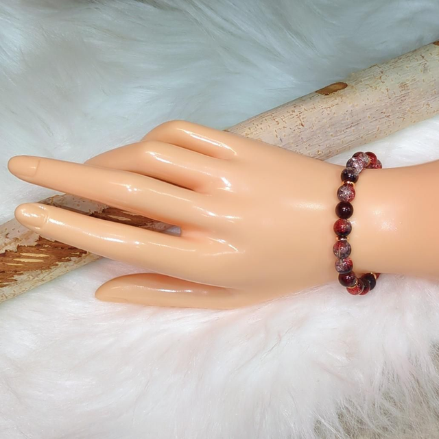 "Grenade givrée" - Bracelet perles en résine - 15 cm