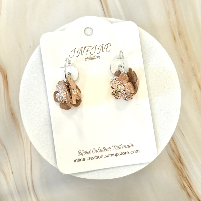 Boucles d’oreilles « Petite Floraison Or Rose »