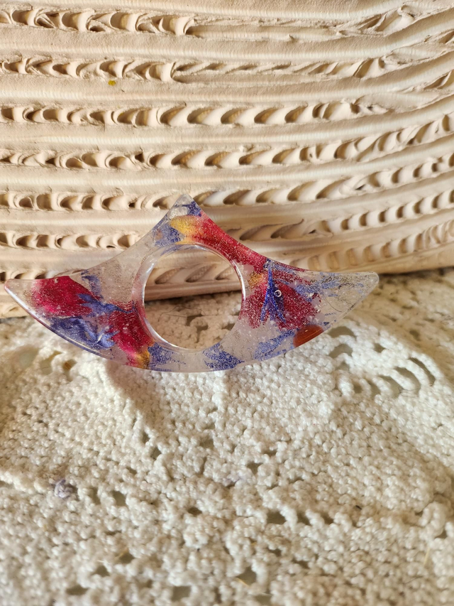 Bague de lecture fleurs séchées roses et violettes