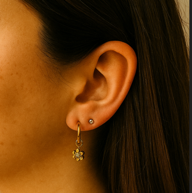 Oorbellen bloemetje goud 