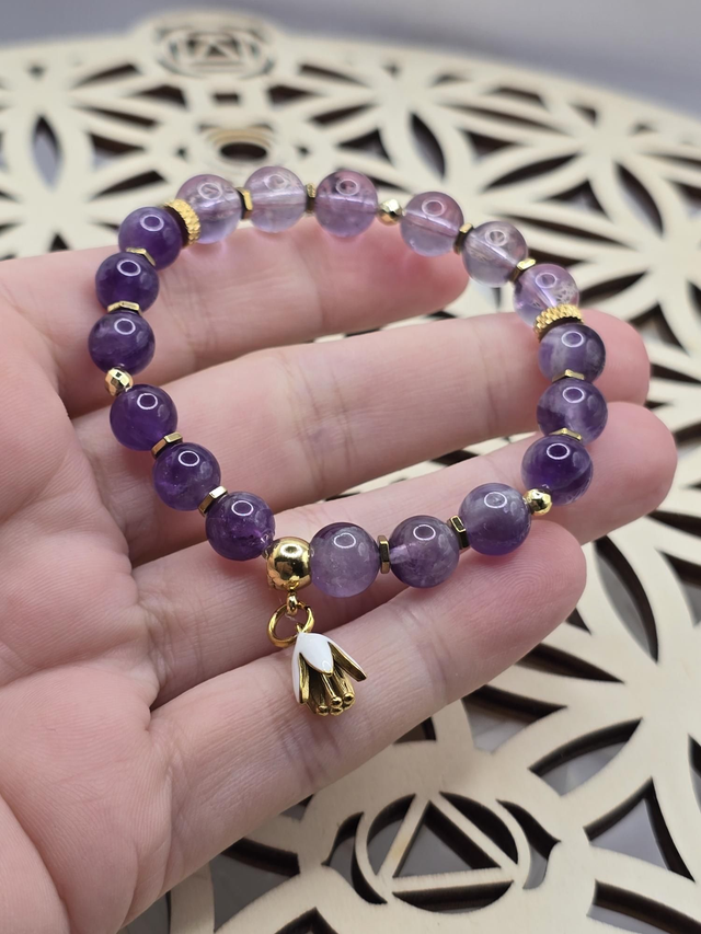 Bracelet Améthyste chevron, claire et foncée 0,8 cm