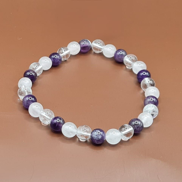 Bracelet Améthyste - cristal de roche - quartz rose