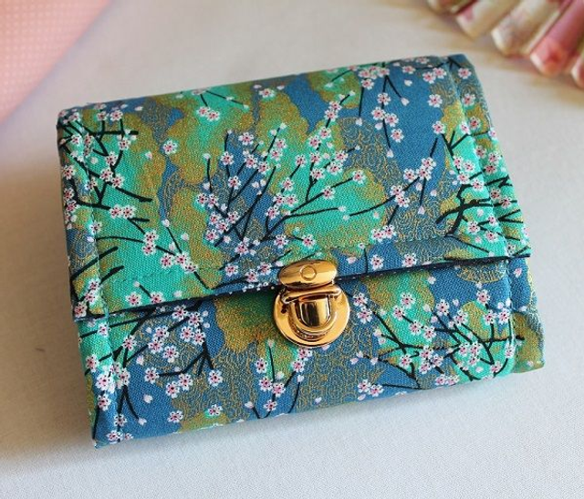 Portefeuille court à fermoir "Akina" turquoise