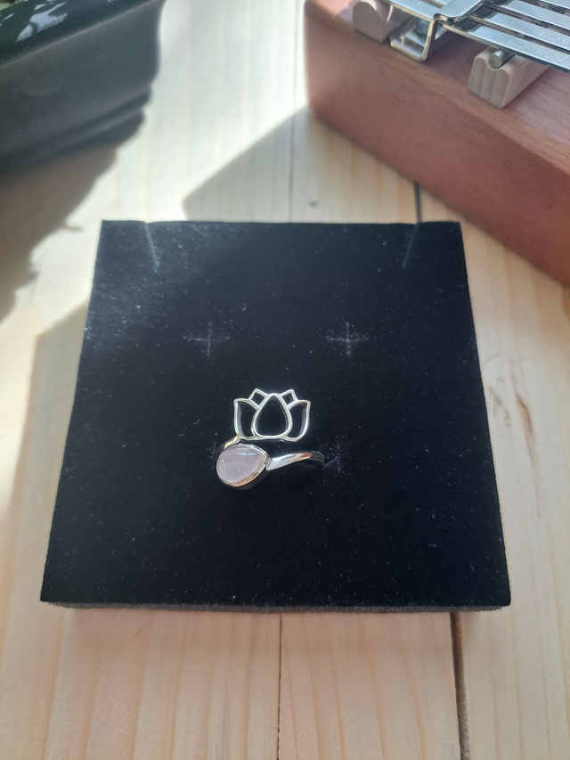 Bague argent 925 réglable Quartz Rose
