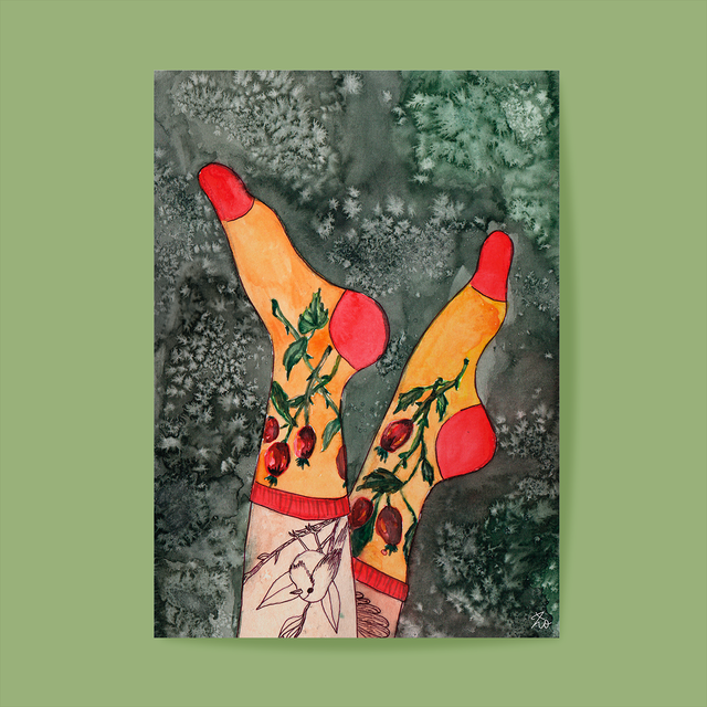 Rosehips Socks - carte postale