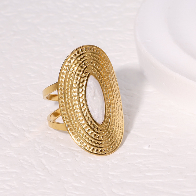 Bague NELYS Blanc | Ajustable en acier inoxydable 