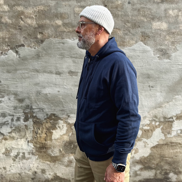 Hooded Sweater Zipper Reno Real Navy