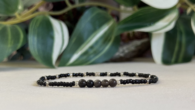 Bracelet | Obsidienne Argentée - Éléments 2