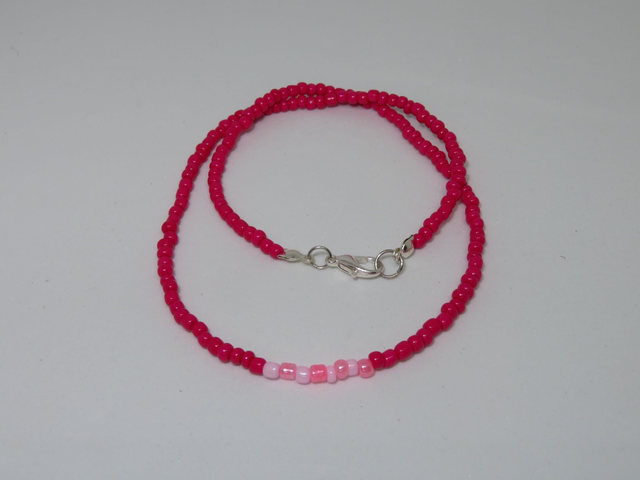 Collier rocaille fuchsia et rose