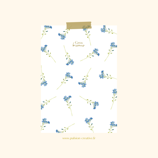 Carte postale aquarelle - Gros bisous