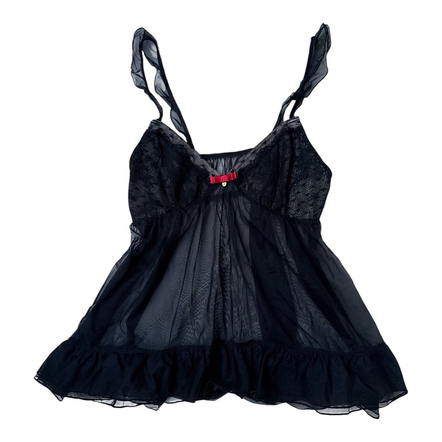 Japanese brand coquette black heart lace cups cami  