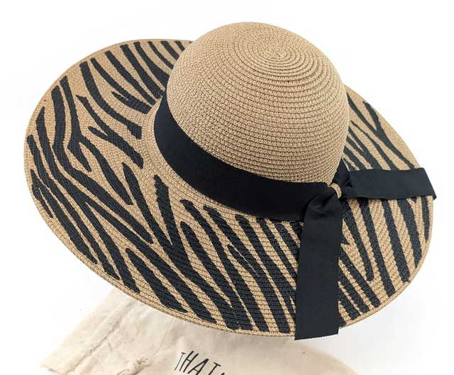 Natural Zebra Wide Brim Sun Hat