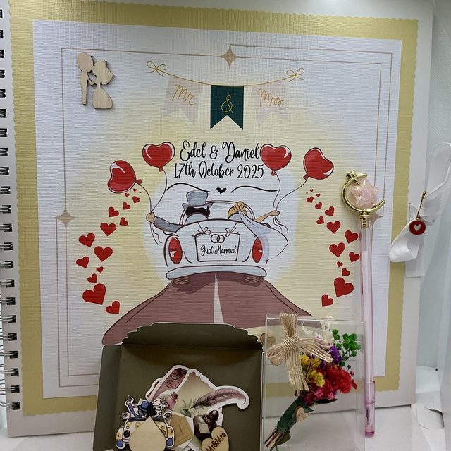 Personalised wedding guess-book  album. Beautiful wedding gift. 