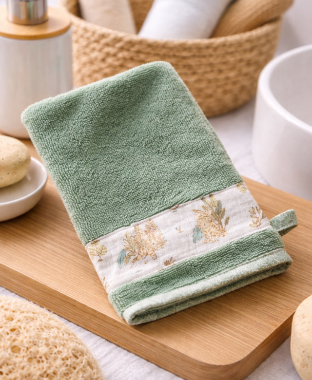 Gant de toilette en éponge bambou modèle « Green savane » 